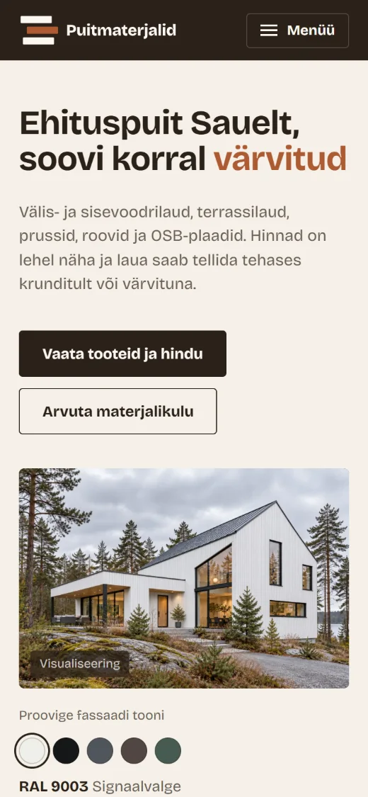 Puitmaterjalide leht telefonis